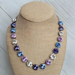 Austrian Crystal Necklace in Antique Silver